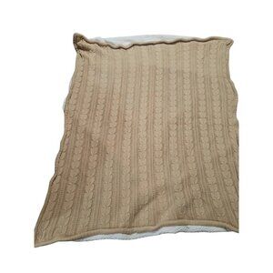 Pottery Barns brown bedding cable knit blanket and faux fur 52 x 46
